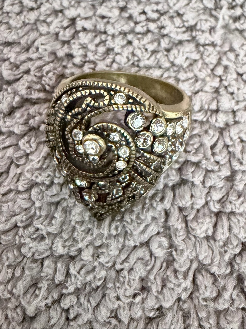 Heidi Daus Gold-Tone Crystal Swirl Statement Ring